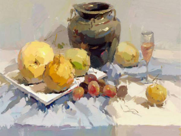 色彩静物美术作品