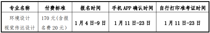 上海美院报名、确认、打印准考证时间